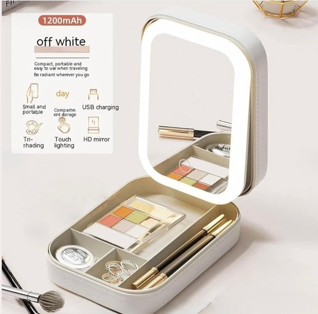 Portable 3-Color LED Makeup Vanity & Jewelry Box