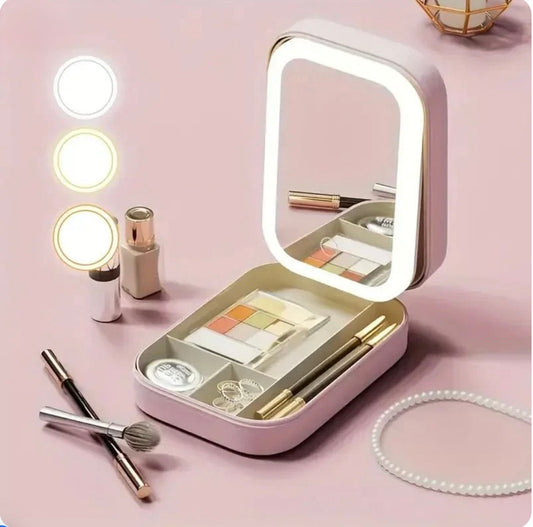 Portable 3-Color LED Makeup Vanity & Jewelry Box