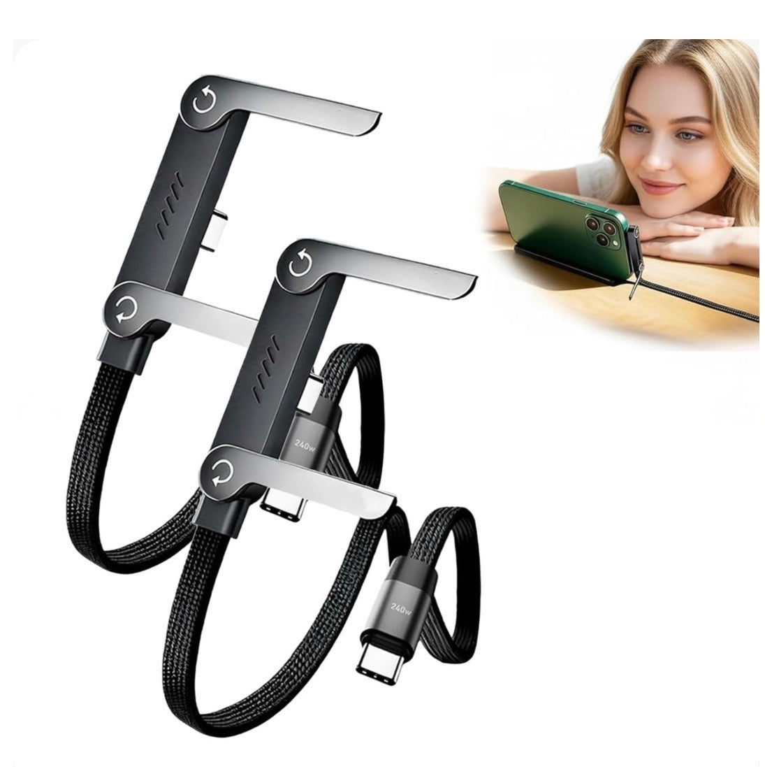 2-In-1 Data Cable 240W USB-C TO-C Cable + Built-in Stand
Fast, reliable