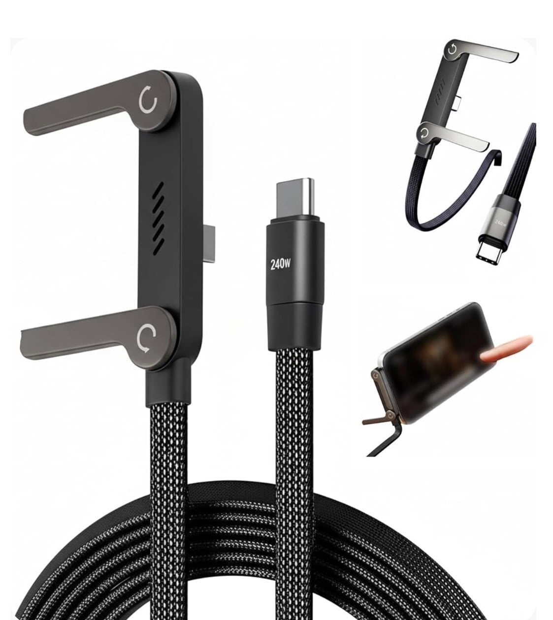2-In-1 Data Cable 240W USB-C TO-C Cable + Built-in Stand
Fast, reliable