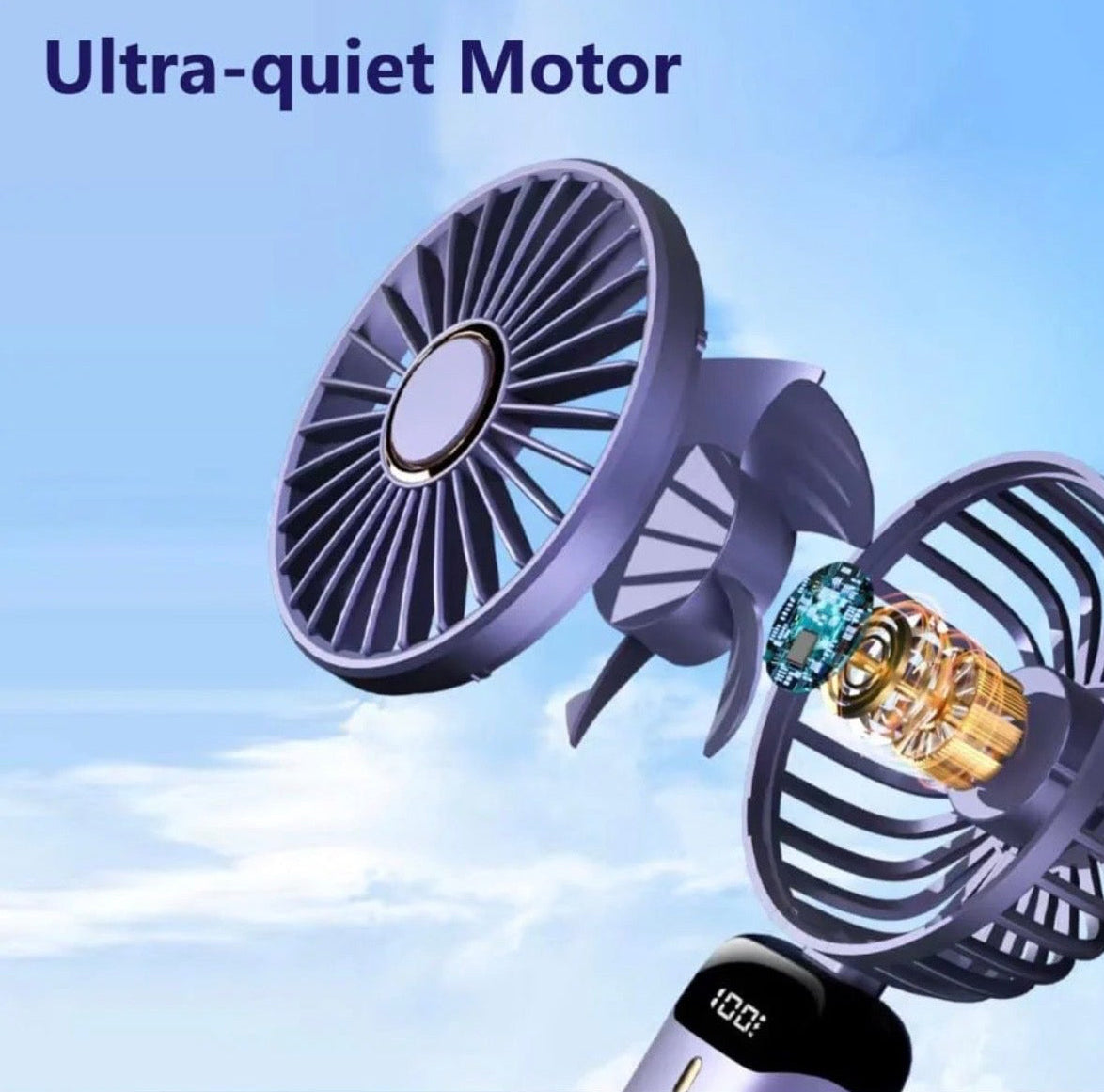 Digital Display Portable Mini Fan – 5-In-1 Multipurpose USB-C Rechargeable (Random Color)